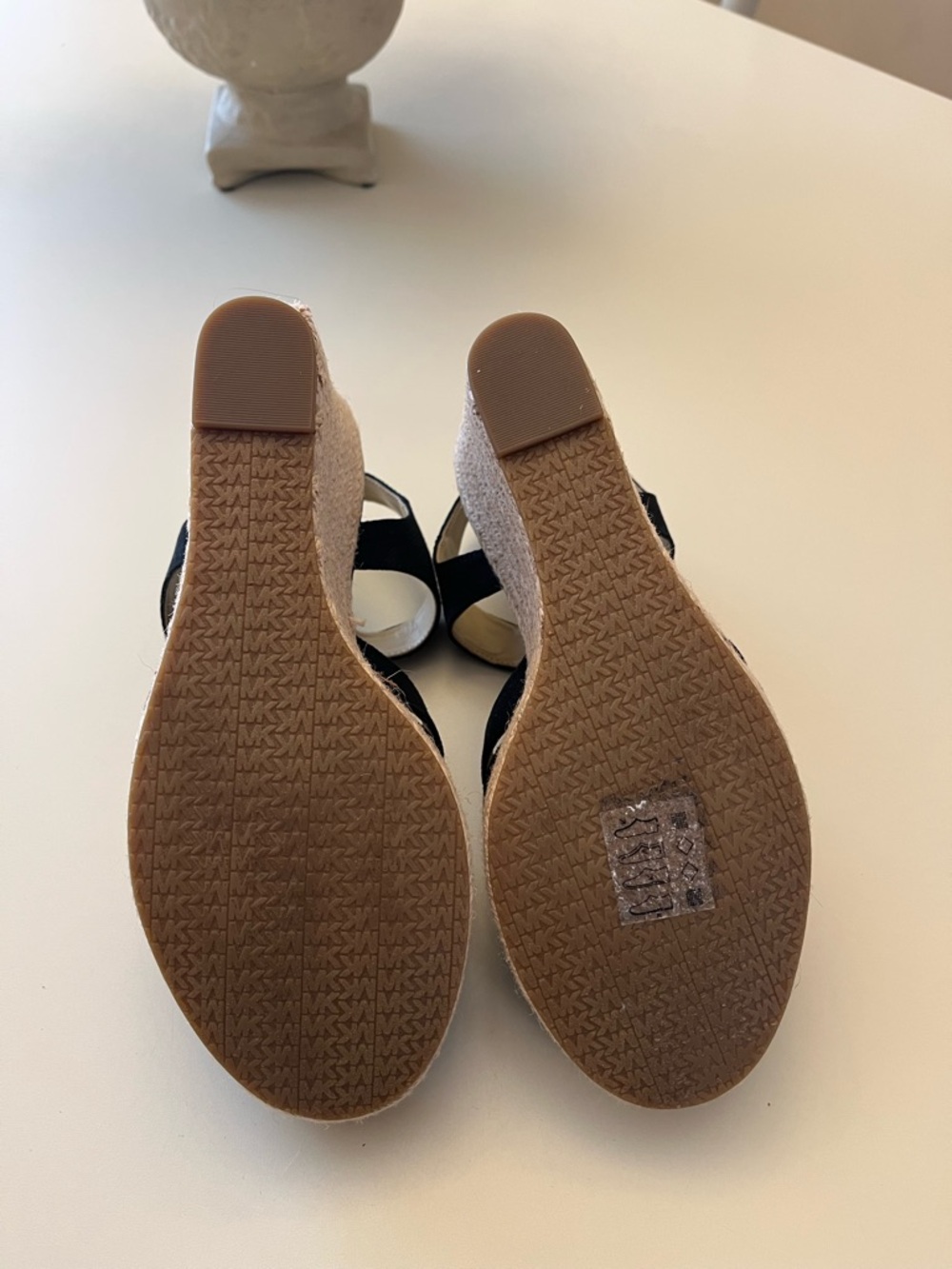 Michael Kors Berkley Wedge Canvas Black Espadrille Wedge Sandals with Front Zip - Picture 6 of 6